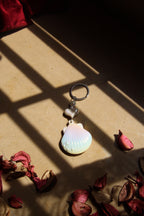 White Rainbow Shell Keychain
