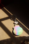 White Rainbow Shell Keychain