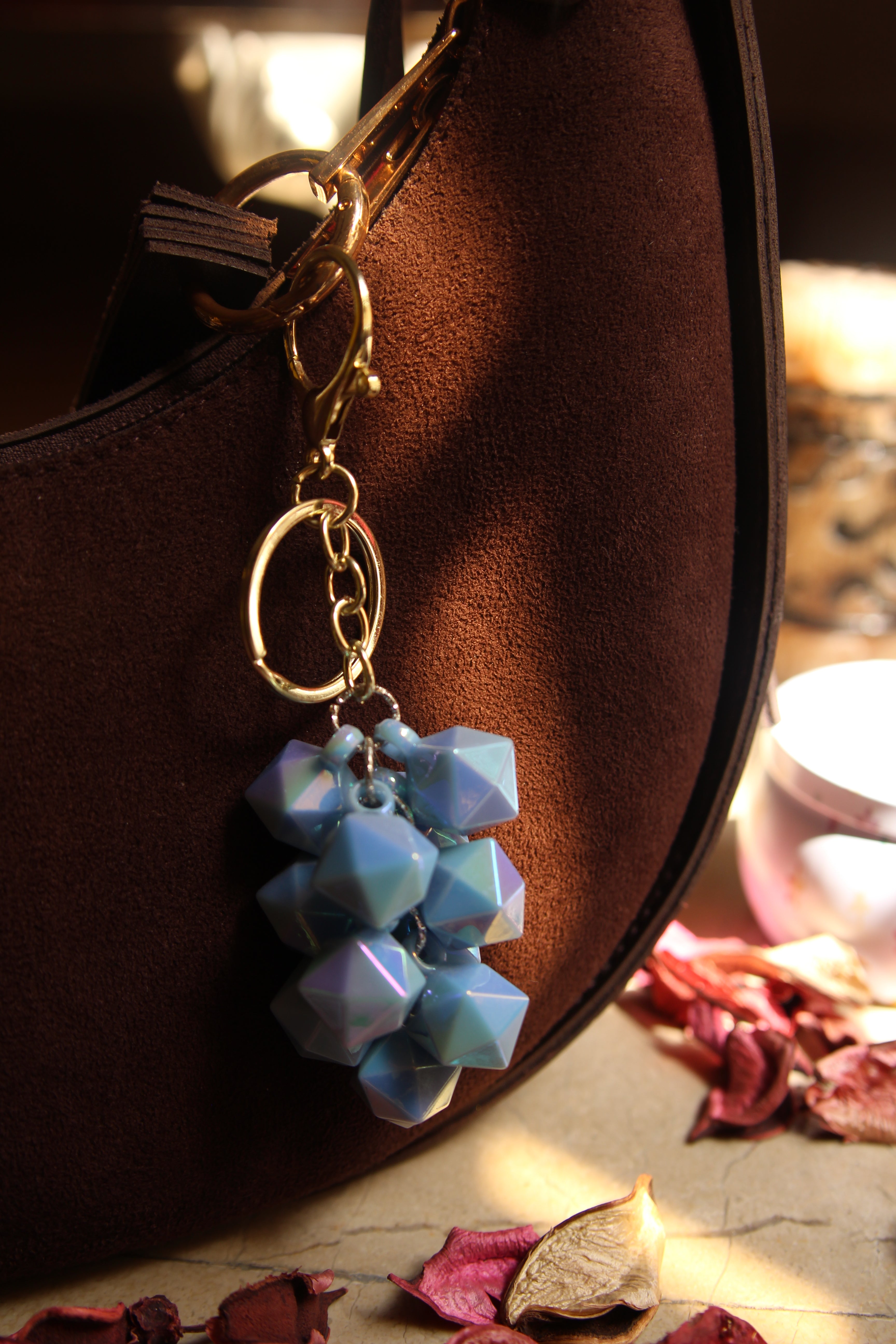 Sky Blue Matte Crystal Keychain