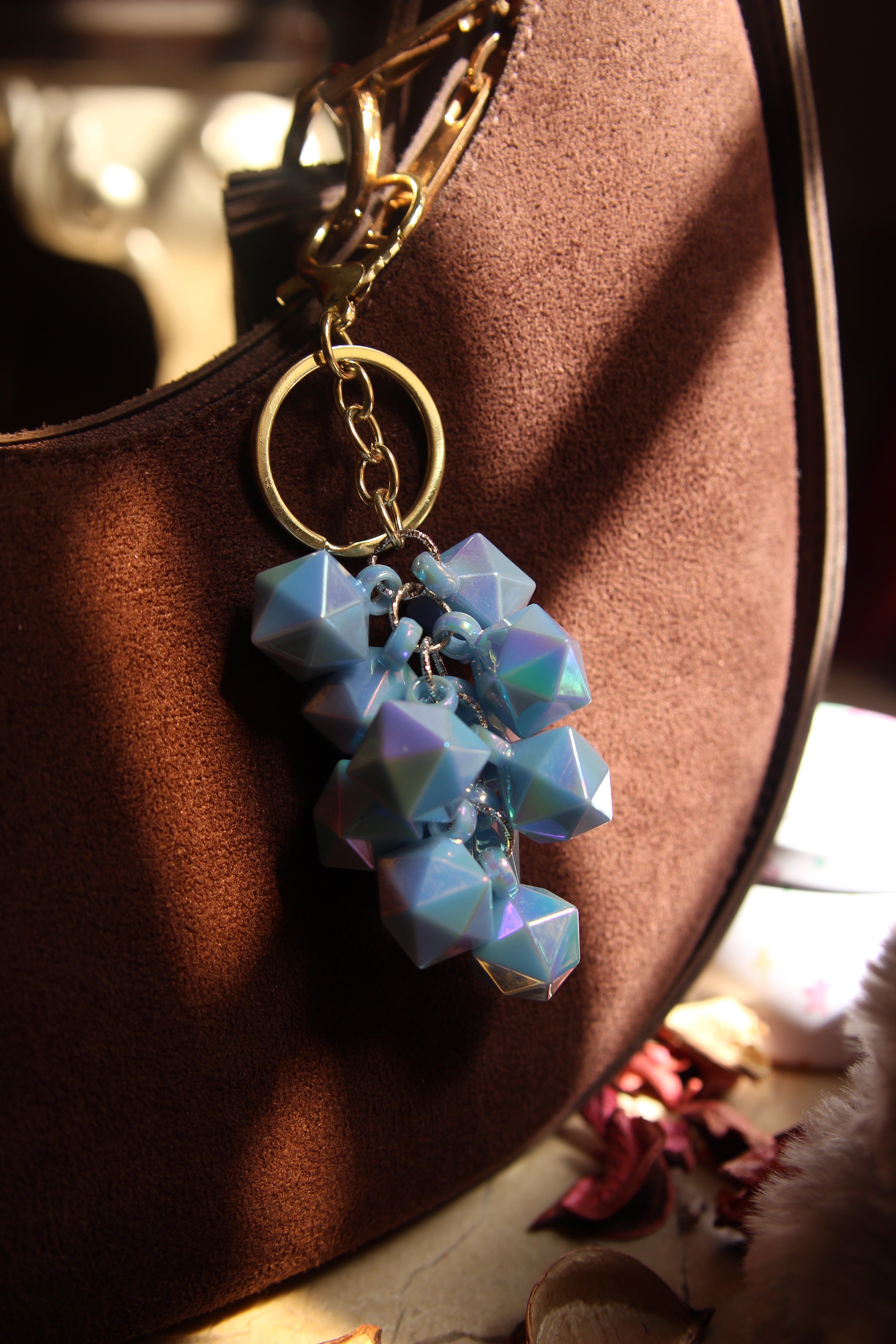 Sky Blue Matte Crystal Keychain