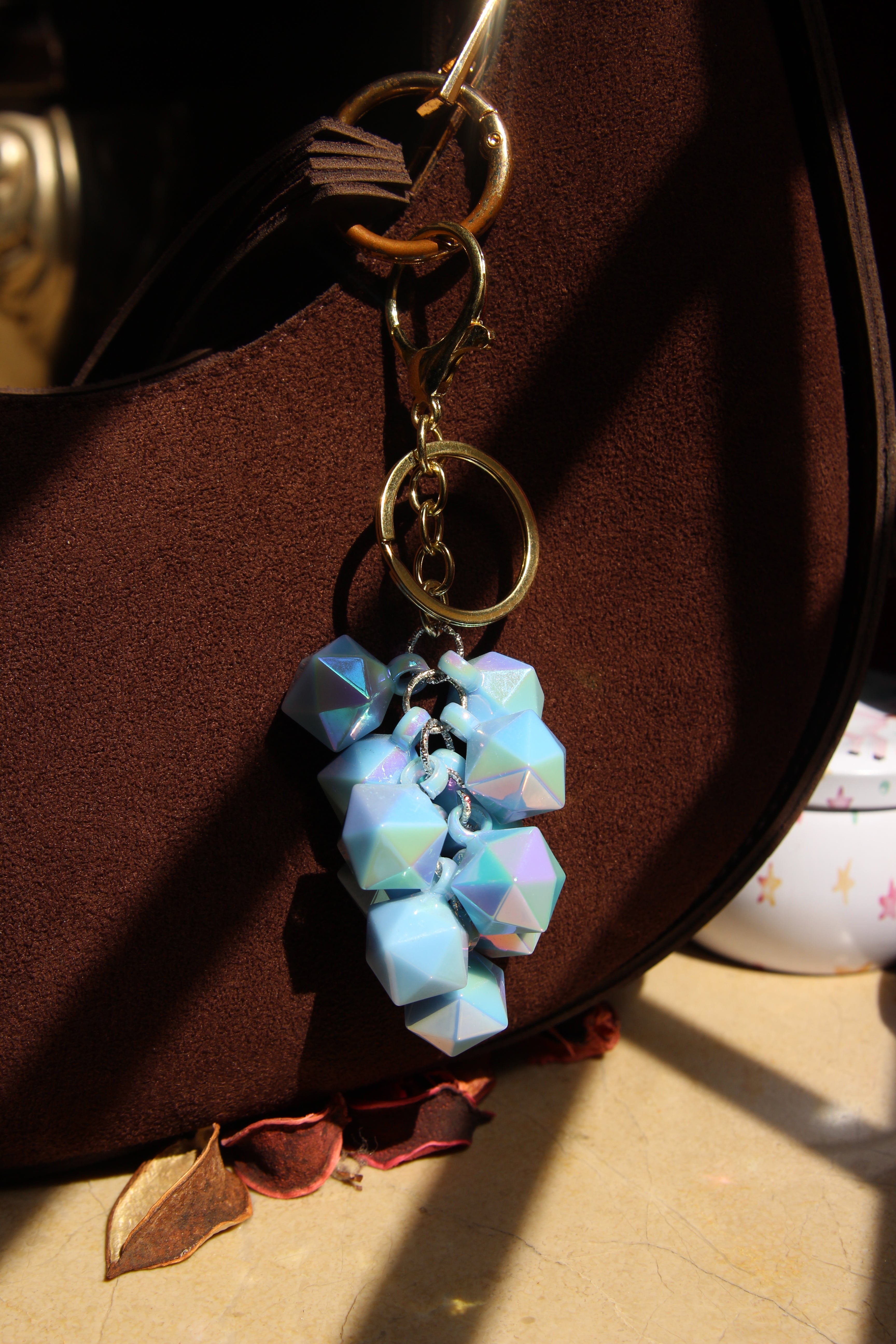 Sky Blue Matte Crystal Keychain