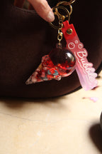 Red Glitter Ice Cream Keychain