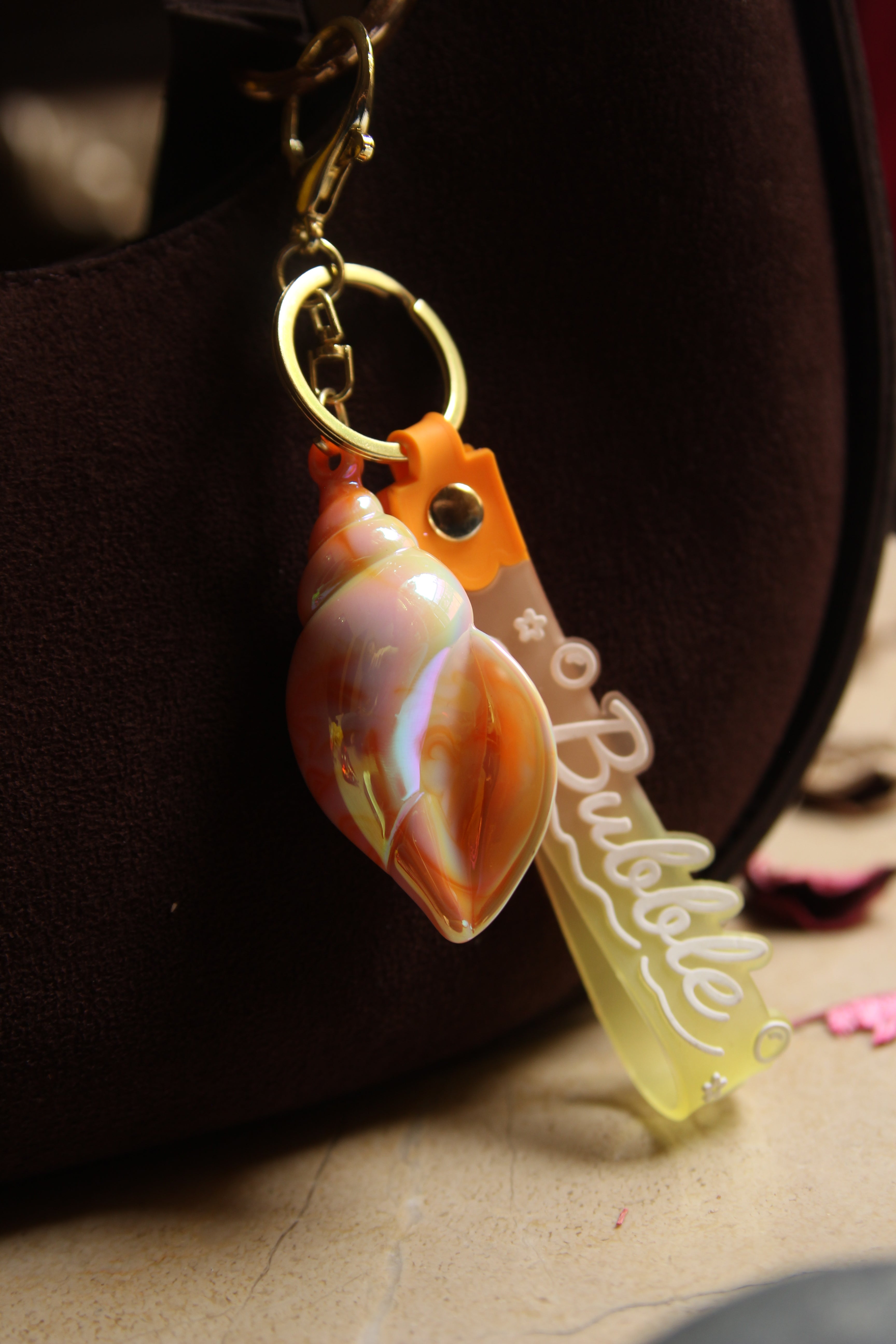 Sun-Kissed Orange Shell Keychain