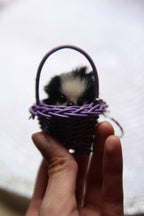 Cute Puppet in a Basket Keychain