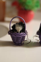 Cute Puppet in a Basket Keychain